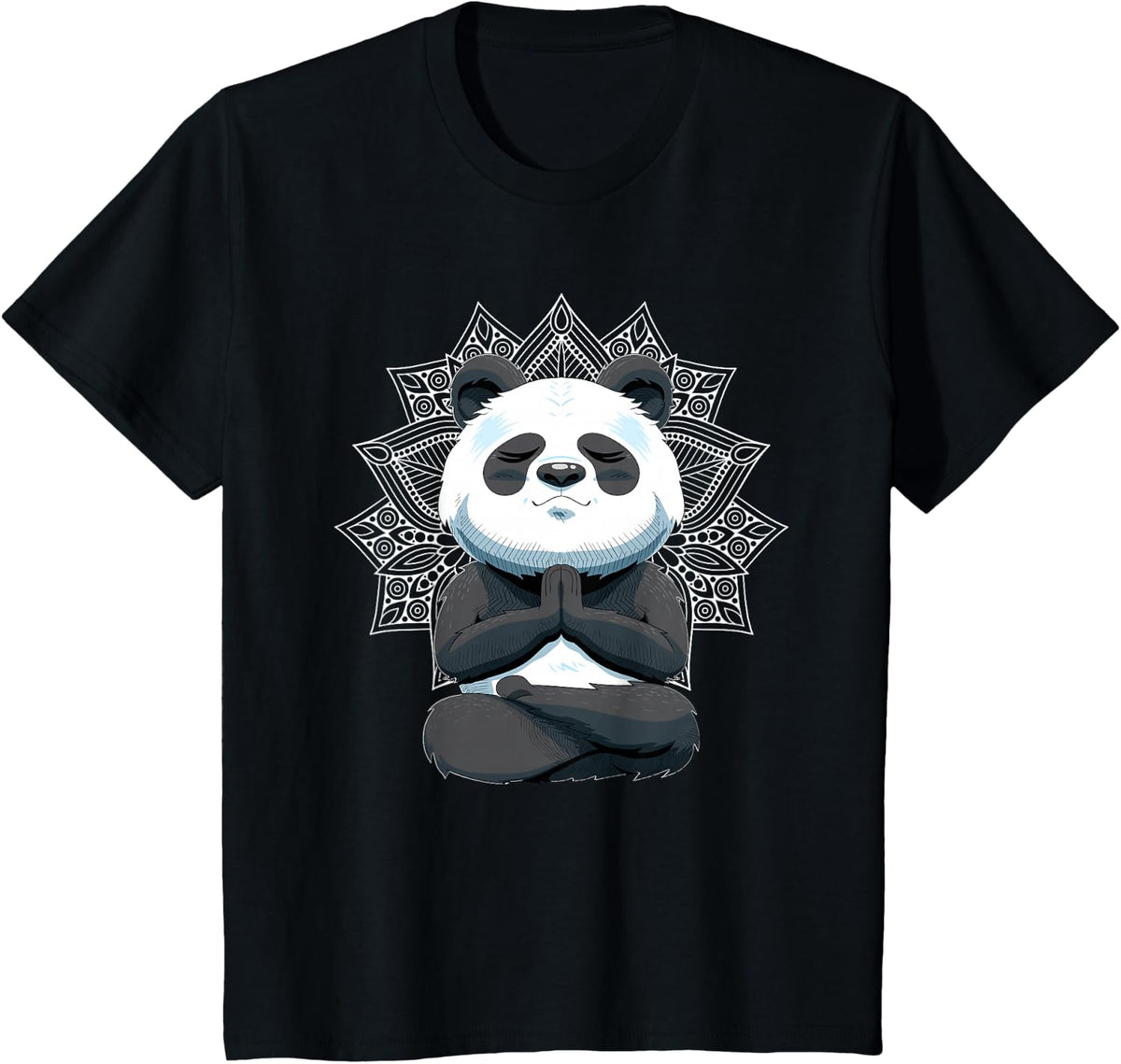 Meditating Panda Bear Yoga Pose Tee Shirt For Yoga Lovers And Animal Fans - Black