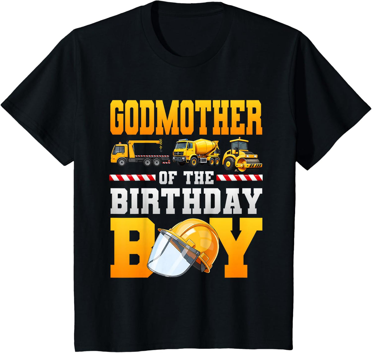 Godmother of The Birthday Boy Excavator Construction Family T-Shirt - Black