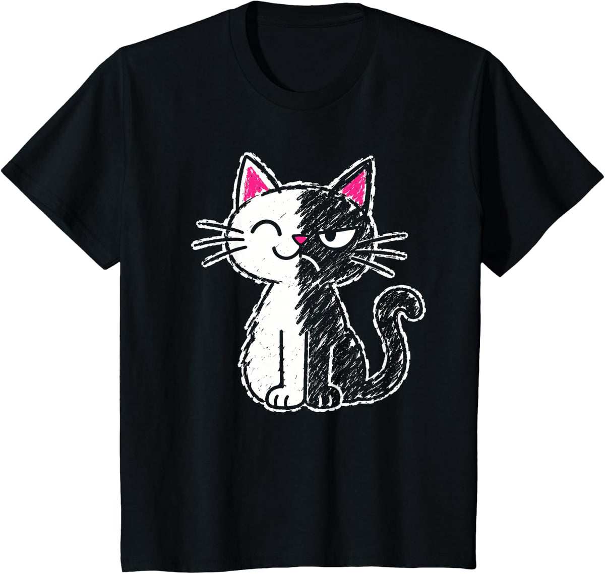 Cat Lover Two Faced Kitten Mixed Emotions T-Shirt - Black