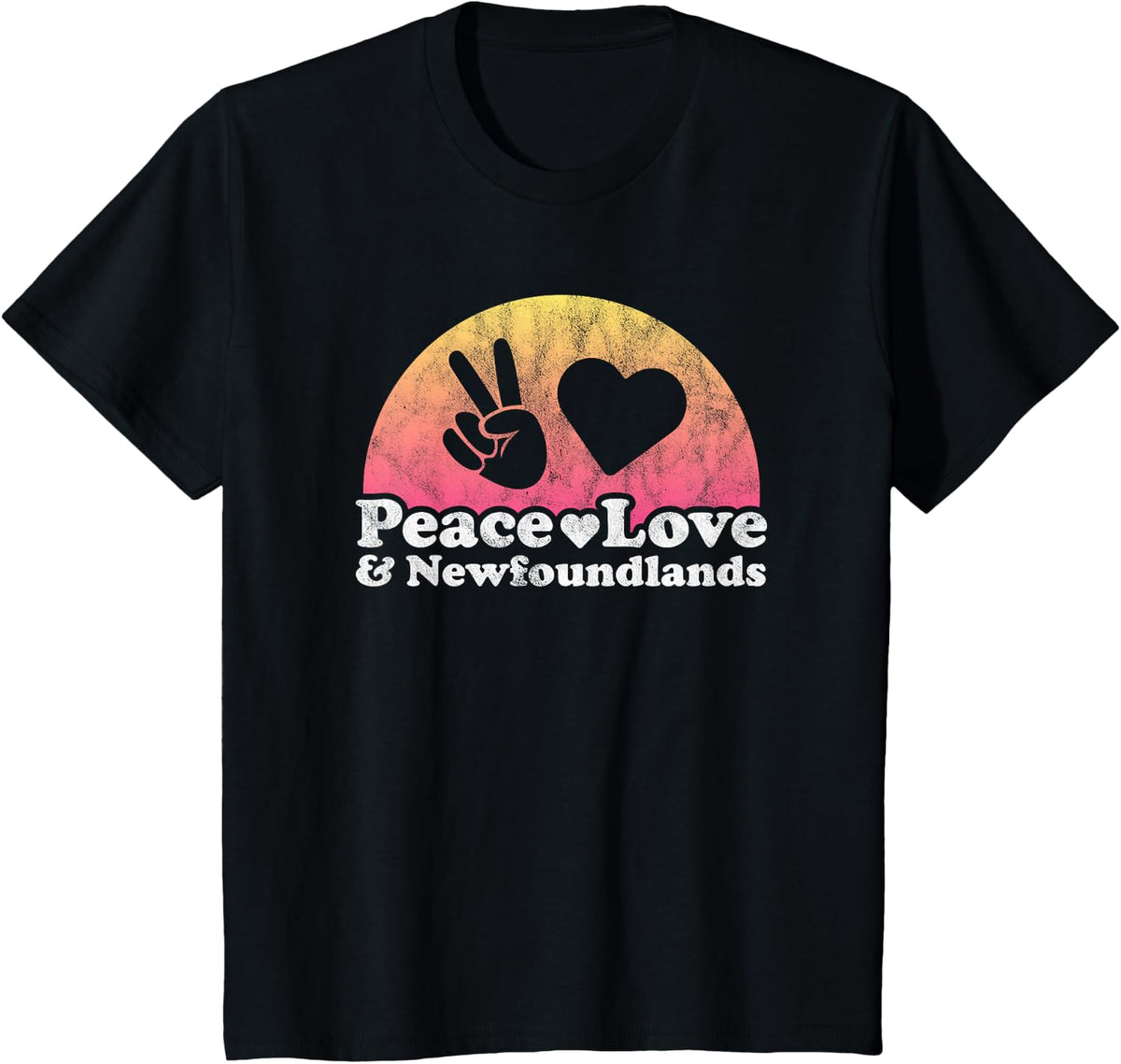 Peace Love and Newfoundlands Newfoundland Dog T-Shirt - Black
