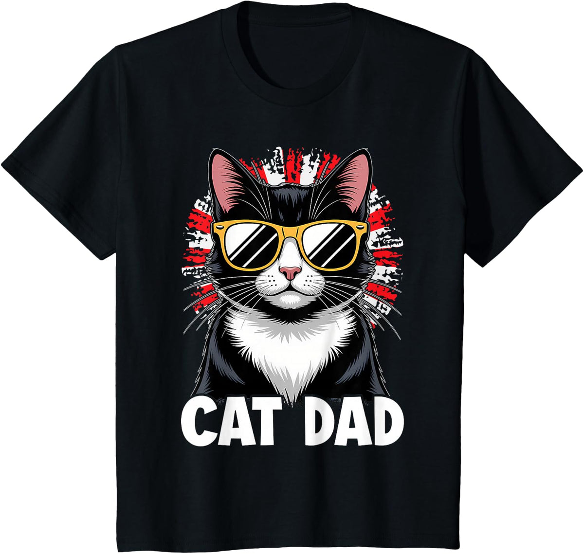 Tuxedo Cat Dad T-Shirt - Black