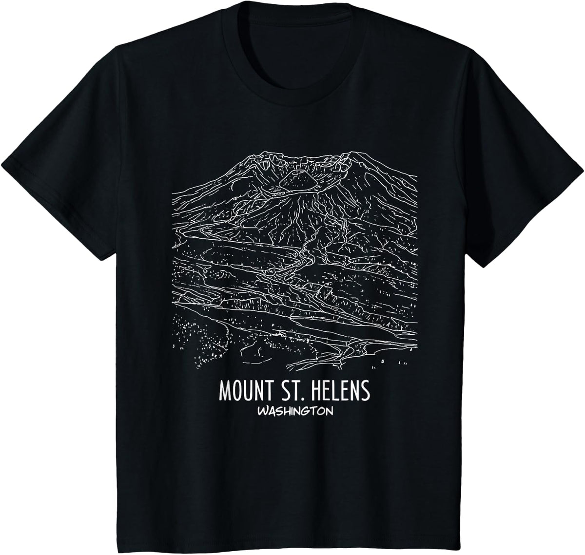 Mount St Helens Art Illustration Washington Souvenir T-Shirt - Black