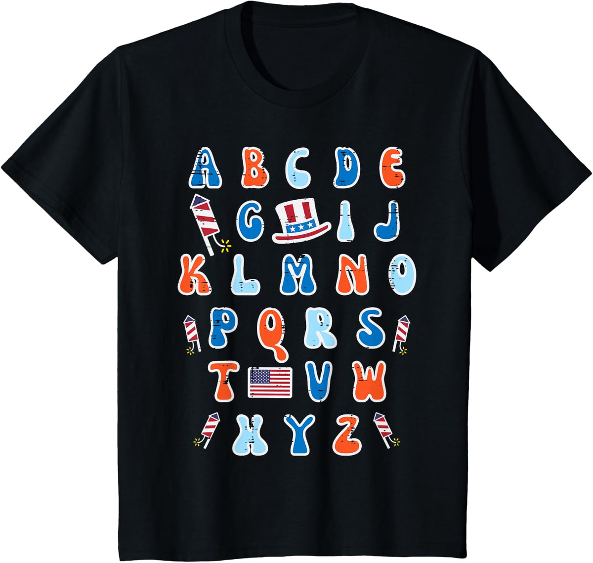 4th Of July Abc Alphabet Patriotic Preschool Teacher Women T-Shirt - Black