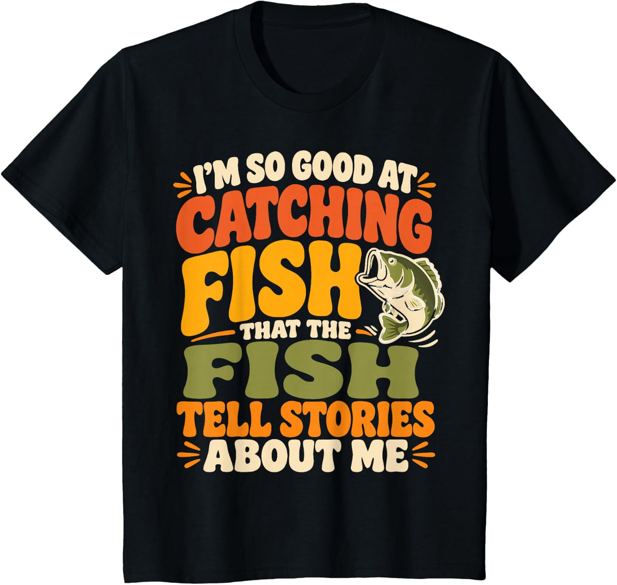 Retro Bass Fishing Angler Largemouth Bass T-Shirt - Black