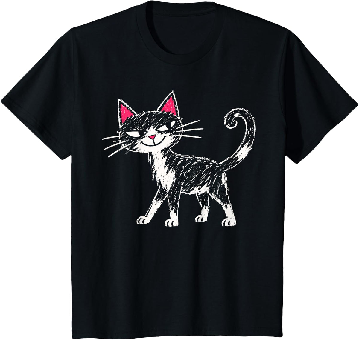 Cat Lover Sassy Black and White Kitten T-Shirt - Black