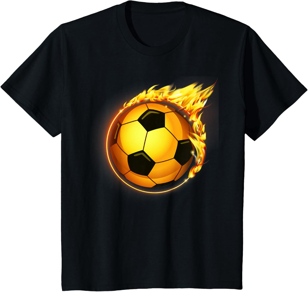 Flaming Soccer Ball Flames Soccer Goal T-Shirt - Black