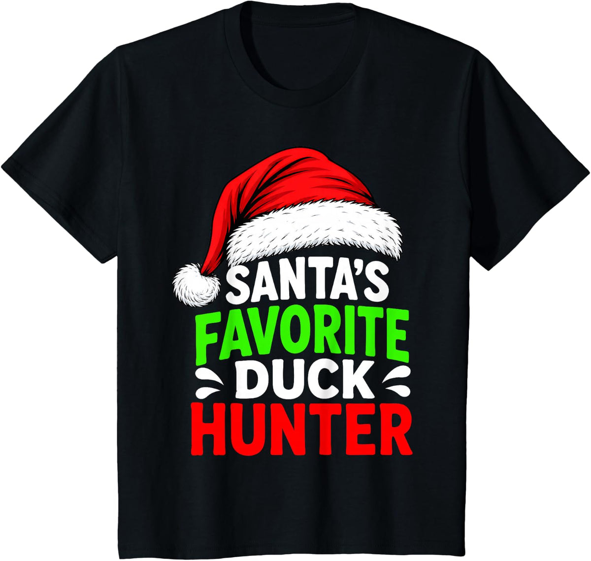 Funny Santa Favorite Duck Hunter Christmas T-Shirt - Black