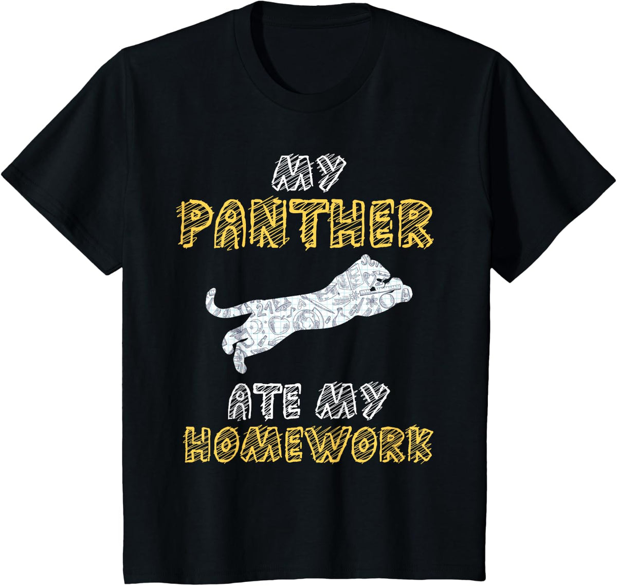 My Panther Ate My Homework Jaguar Animal Kid Back To School T-Shirt - Black