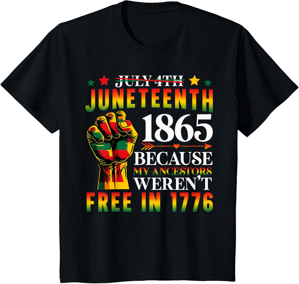 1865 Juneteenth Because My Ancestors Weren't Free In 1776 Tee T-Shirt - Black
