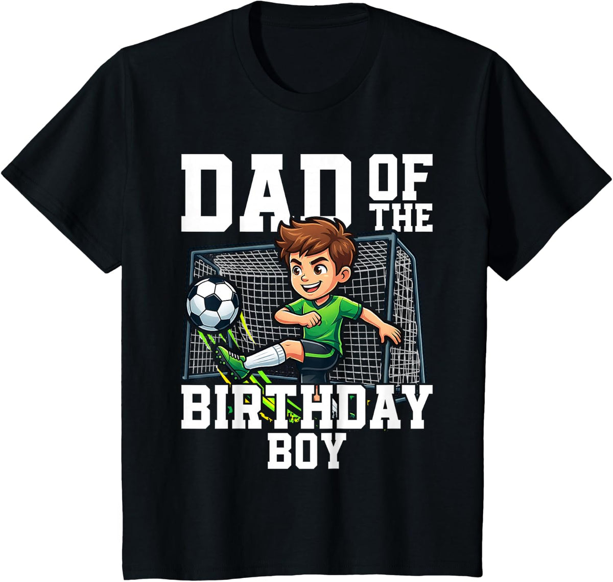 Dad of The Birthday Boy Soccer Player Birthday T-Shirt - Black