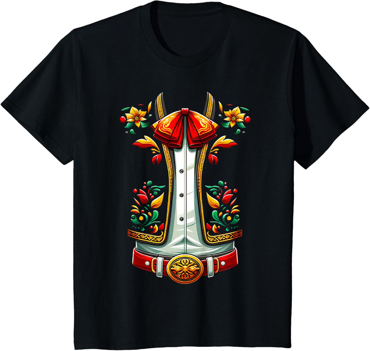 Mexican Costume For Cinco De Mayo Mariachi Charro, halloween T-Shirt - Black