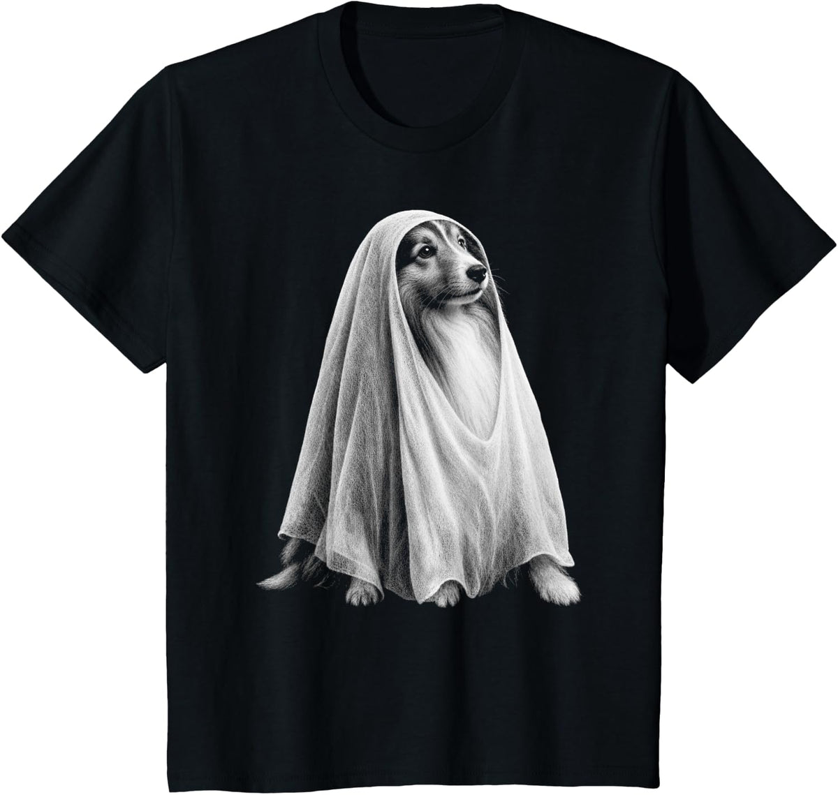 Shetland Sheepdog Halloween Dog Lover Spooky Ghost Scary T-Shirt - Black