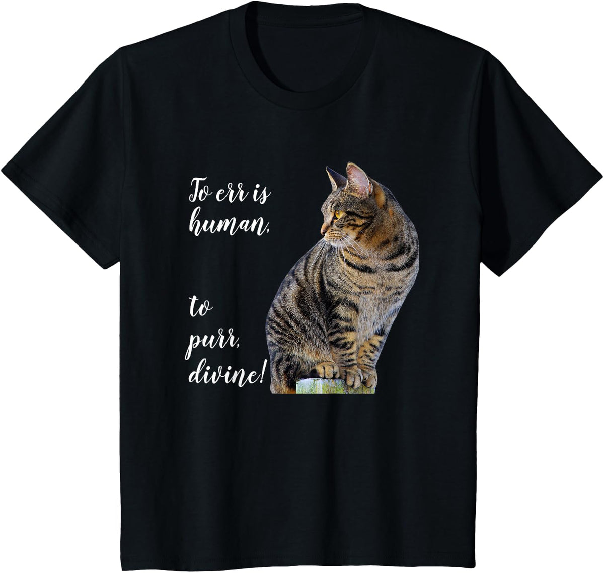 Tabby Cat Inspirational Quote Tees, Gray Kitty Graphic T Shirts for Cat Lovers - Black