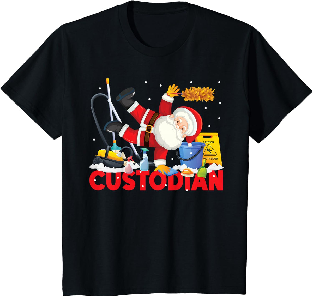 School Custodian Christmas Tees And T Shirts For Men Women Janitor Appreciation Gift - Black
