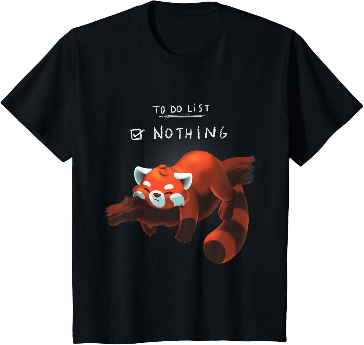 Red Panda Cute Lazy Animal to do List T-Shirt Small - Black