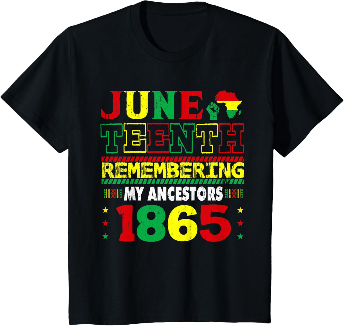 Remembering My Ancestors Juneteenth 1865 T-Shirt Tee for African American Men Women - Black