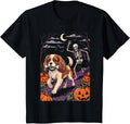 Cavalier King Charles Spaniel Dog Stealing Bone from T-Shirt - Black