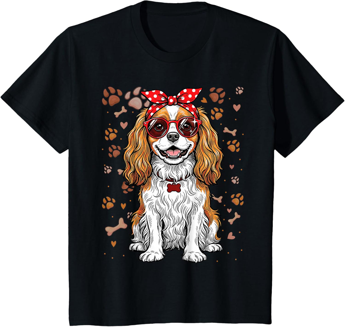 Cavalier King Charles Spaniel Dog Mom Bandana Mother's Day M T-Shirt - Black
