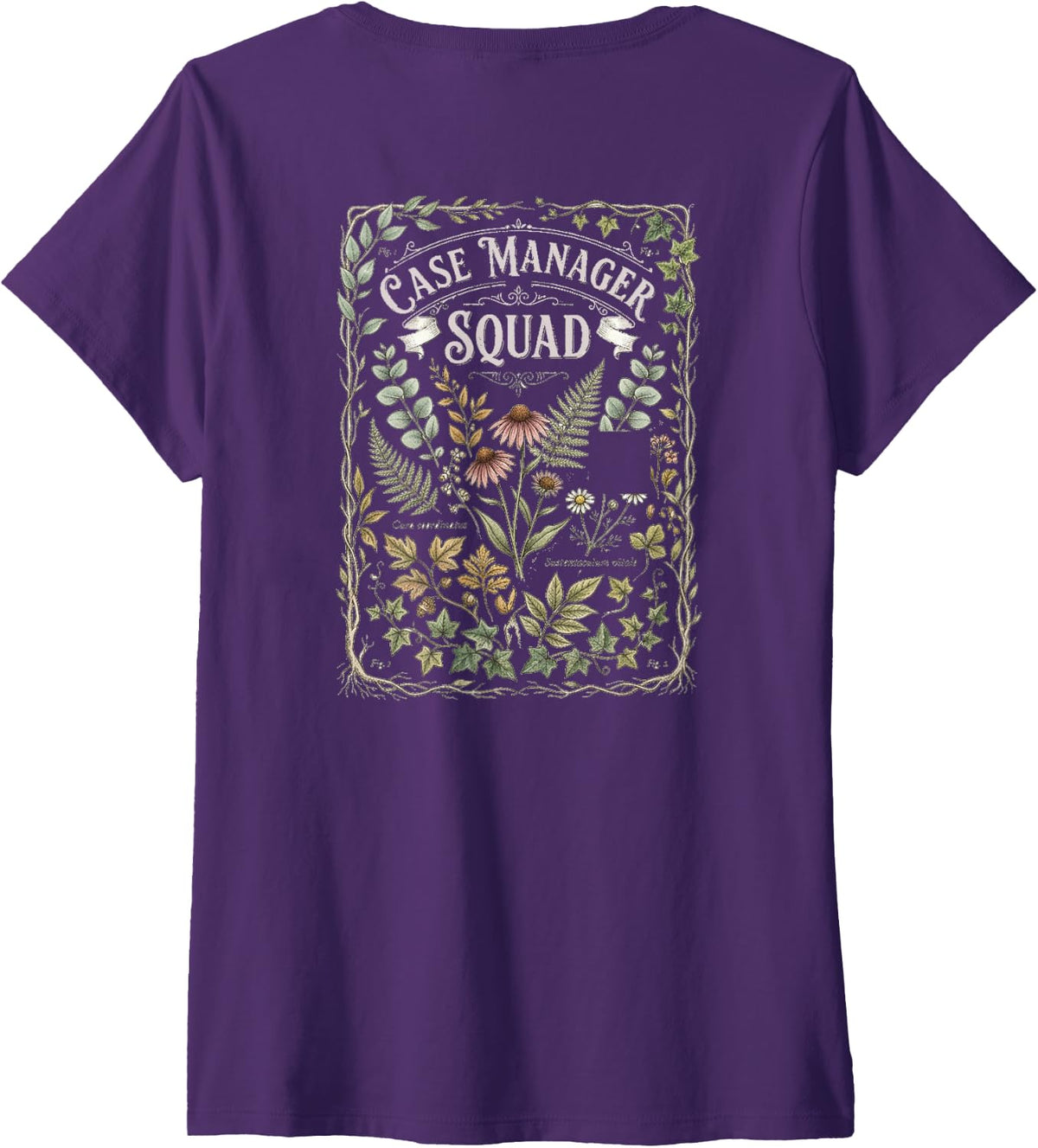 Women's Case Manager Social Worker Team Office Houseplant Lovers V-Neck T-Shirt - Purple