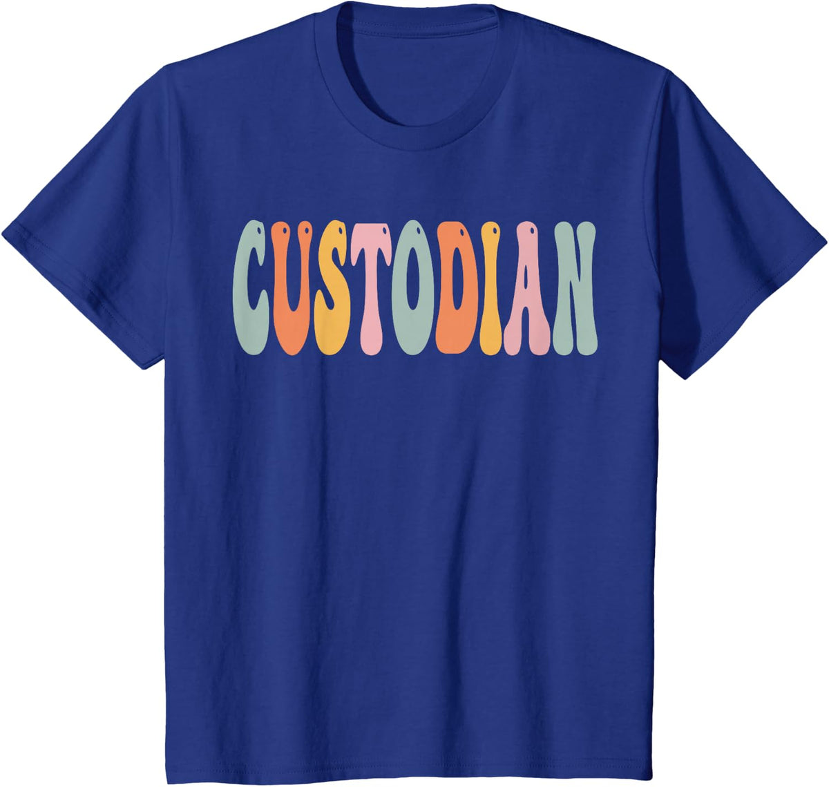 Custodian Retro Groovy Women Back to School T-Shirt - Royal Blue