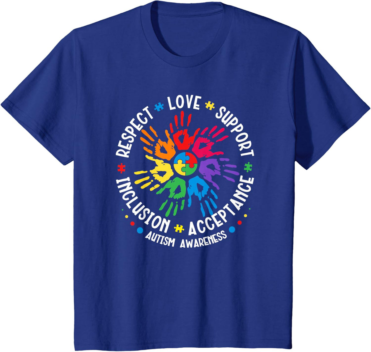Blue Autism Puzzle Kid T-Shirt - Royal Blue