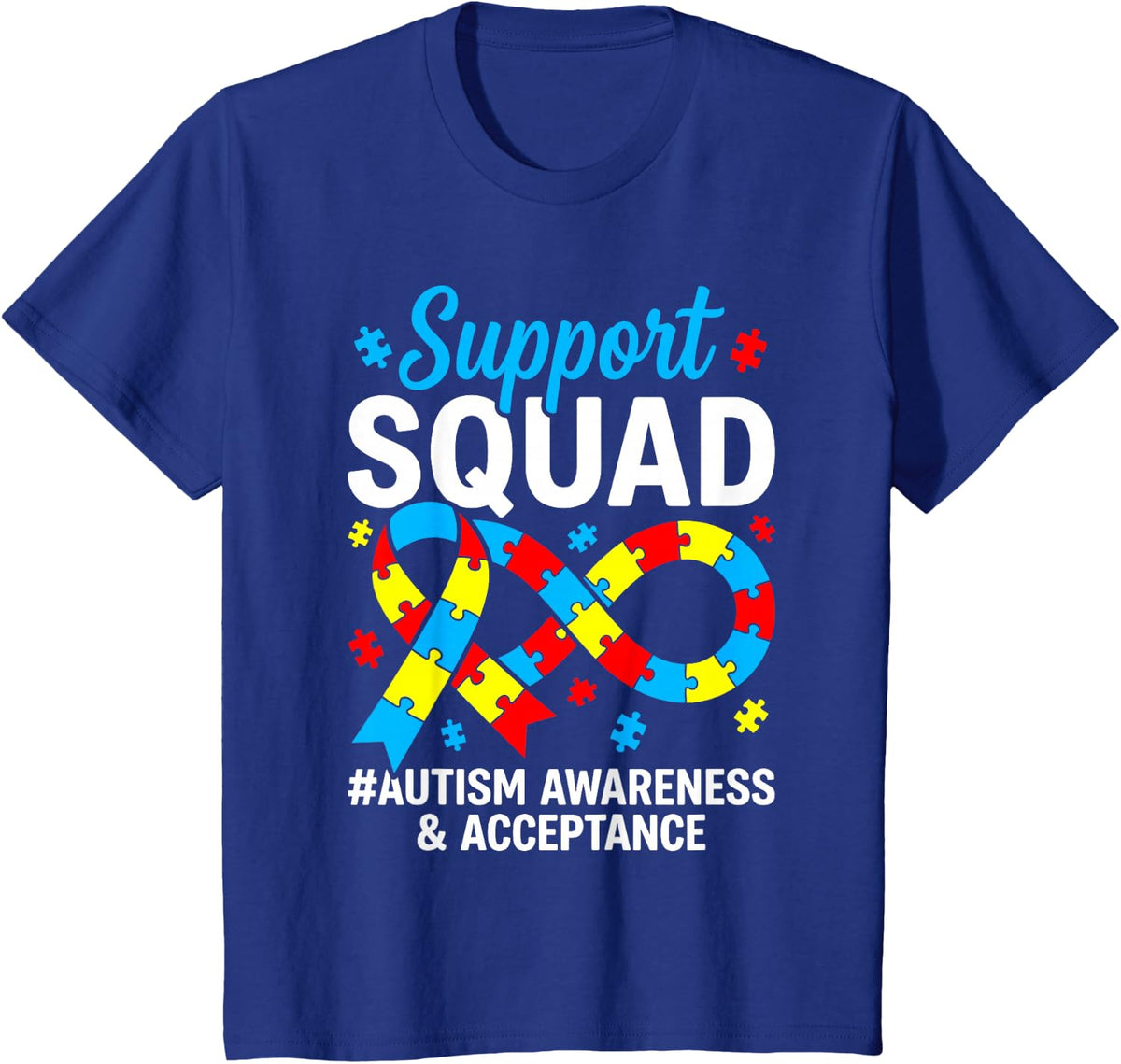 Autism Awareness Support Squad Tees T Shirts Family Blue Ribbon - Royal Blue