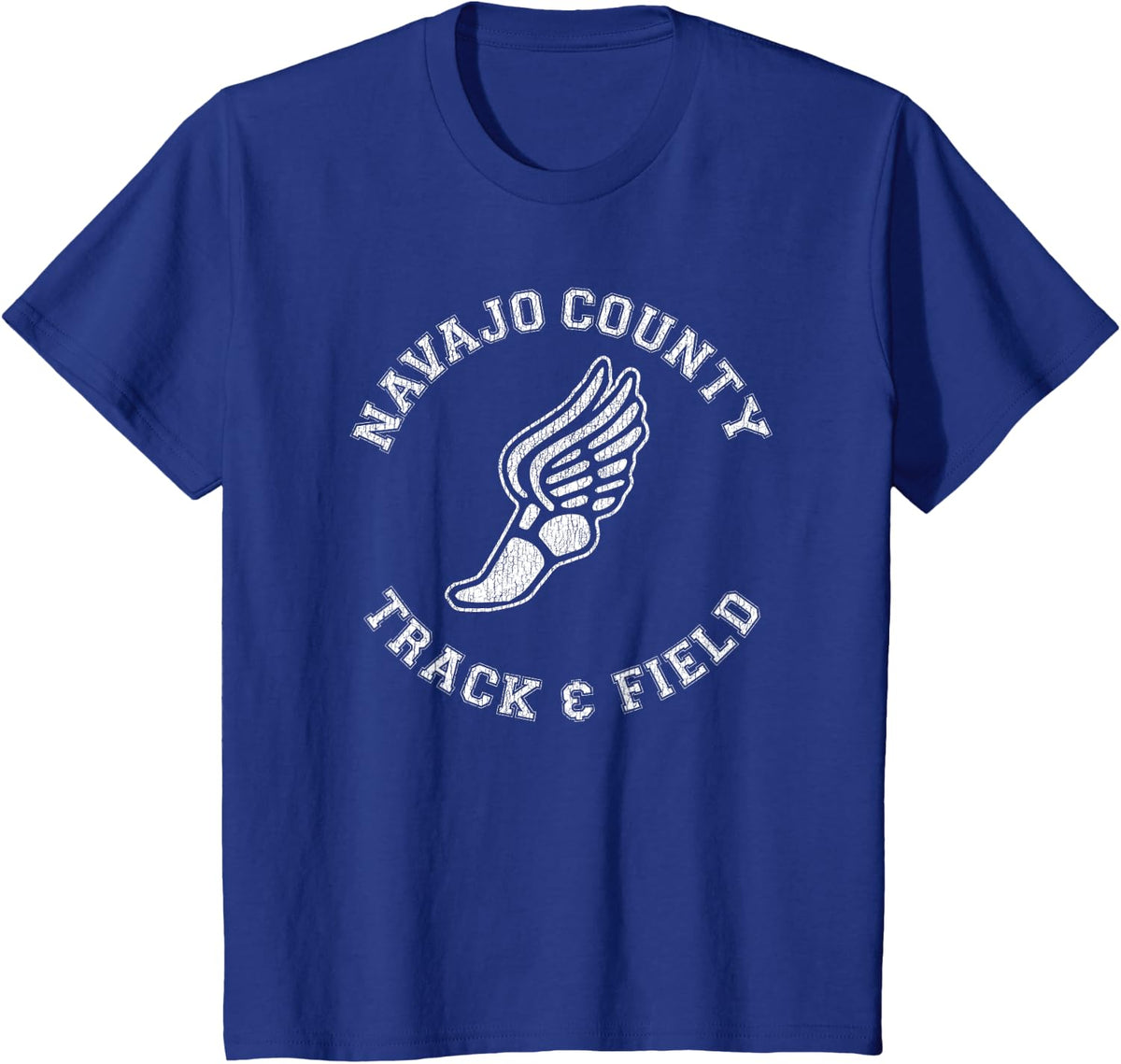Navajo County Track & Field Distressed Retro Classic 80s T-Shirt - Royal Blue
