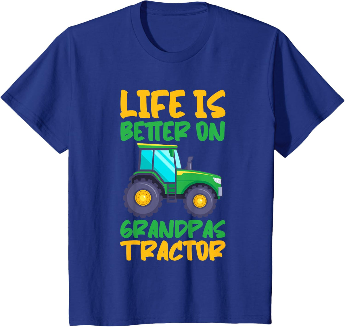 Young Farmer Funny Tractor Boy On Grandpas Tractor T-Shirt - Royal Blue