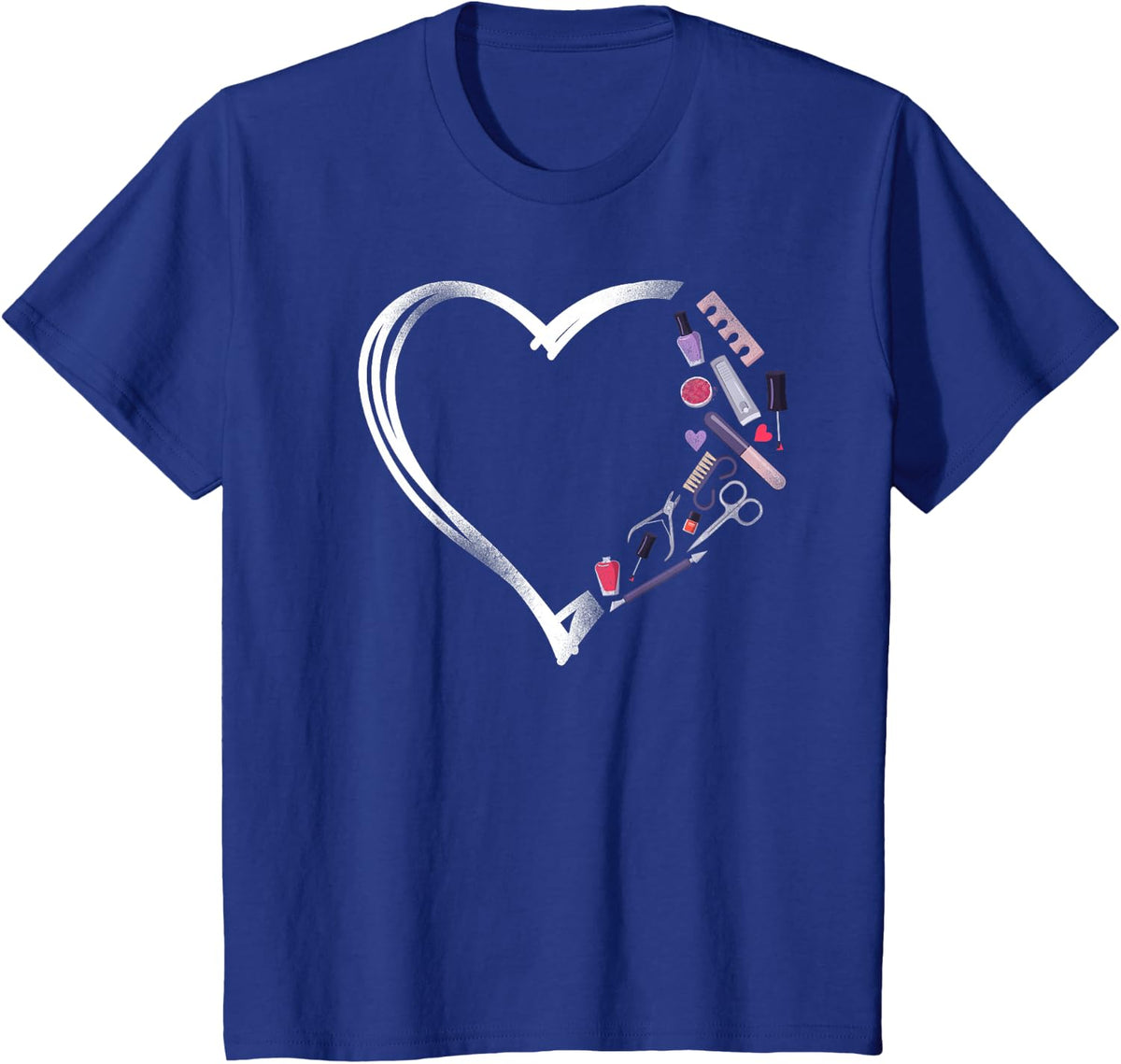 Nail Tech Quote Work Uniform Nail Polish Heart T-Shirt - Royal Blue