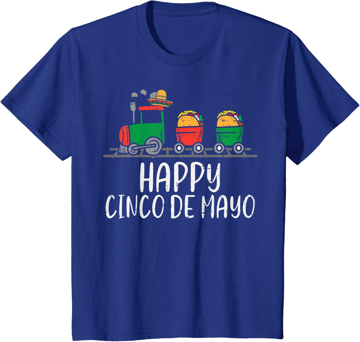 Kids Happy Cinco De Mayo Mexican Tacos Train Toddler Boys Kids T-Shirt - Royal Blue
