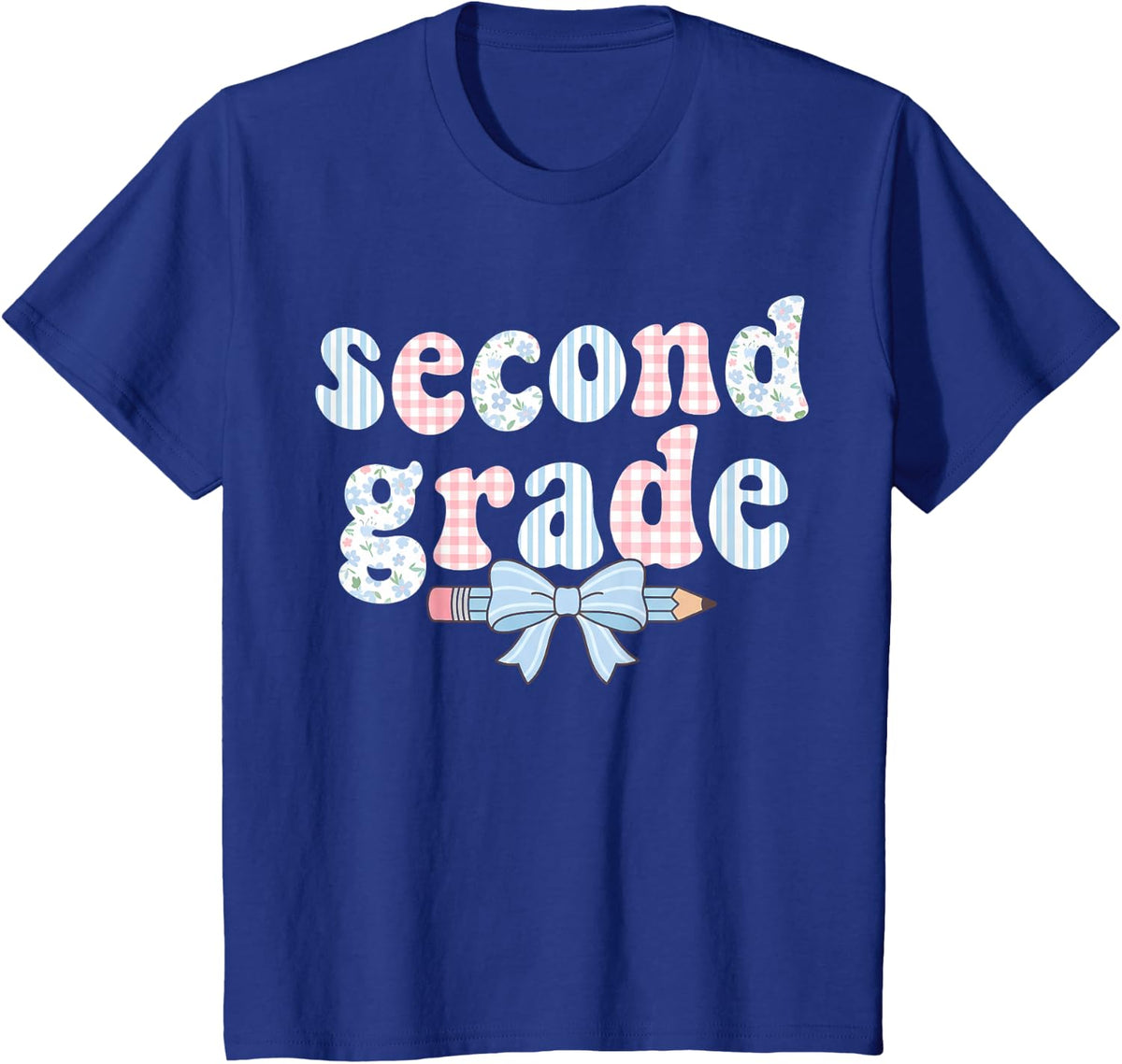 Cute Coquette Bow Second Grade First Day Back to School T-Shirt - Royal Blue