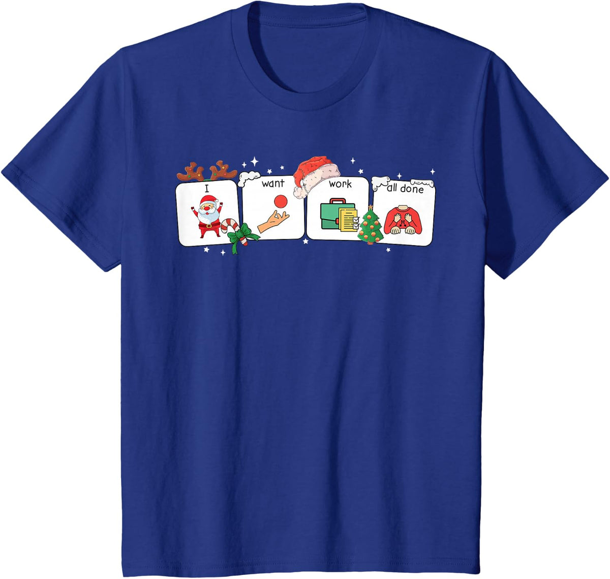 Christmas Santa Special Education Funny SPED Teacher Xmas PJ T-Shirt - Royal Blue