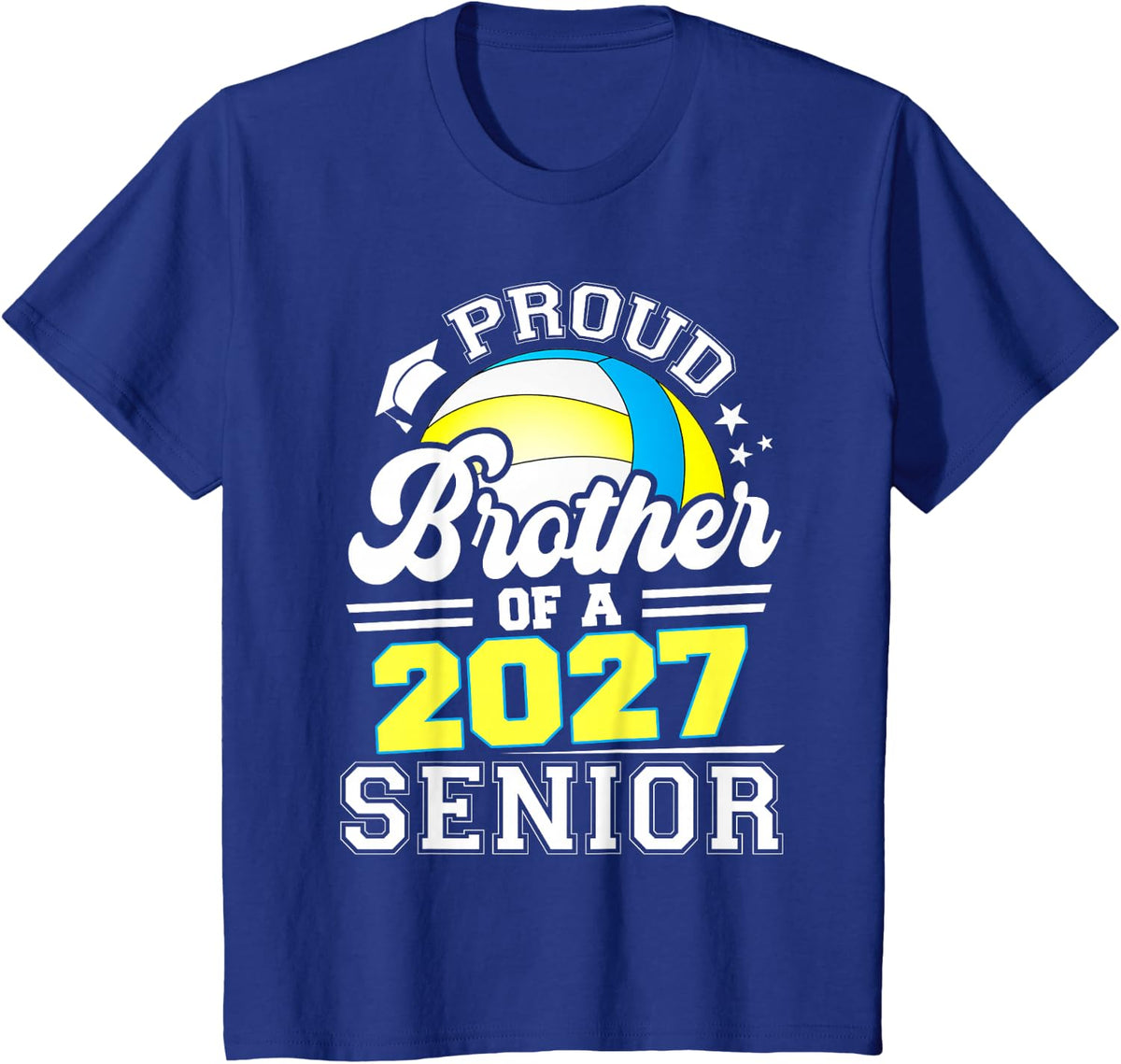 Proud Brother of A 2027 Senior Volleyball Graduation 2027 T-Shirt - Royal Blue