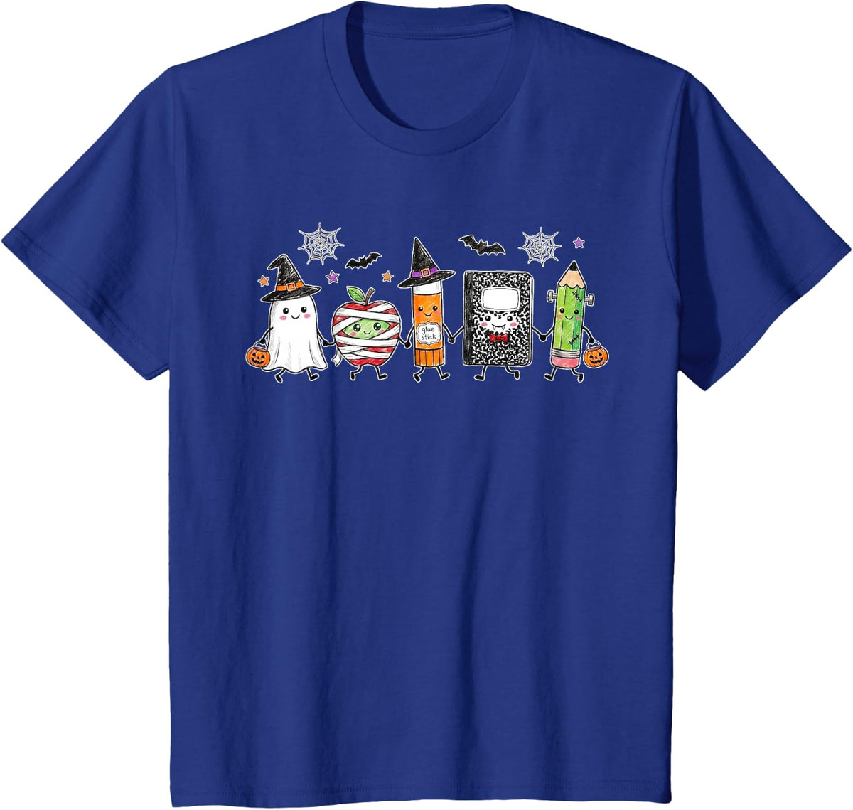 Cute Ghost Witch Pumpkin Mummy Teacher Halloween Costume T-Shirt - Royal Blue