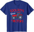 Kids Tractor Boy Young Farmer Cool Boys Drive Tractors T-Shirt - Royal Blue
