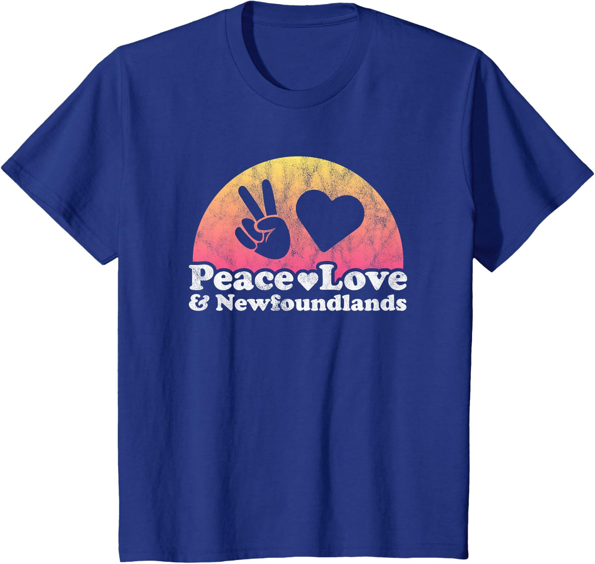 Peace Love and Newfoundlands Newfoundland Dog T-Shirt - Royal Blue