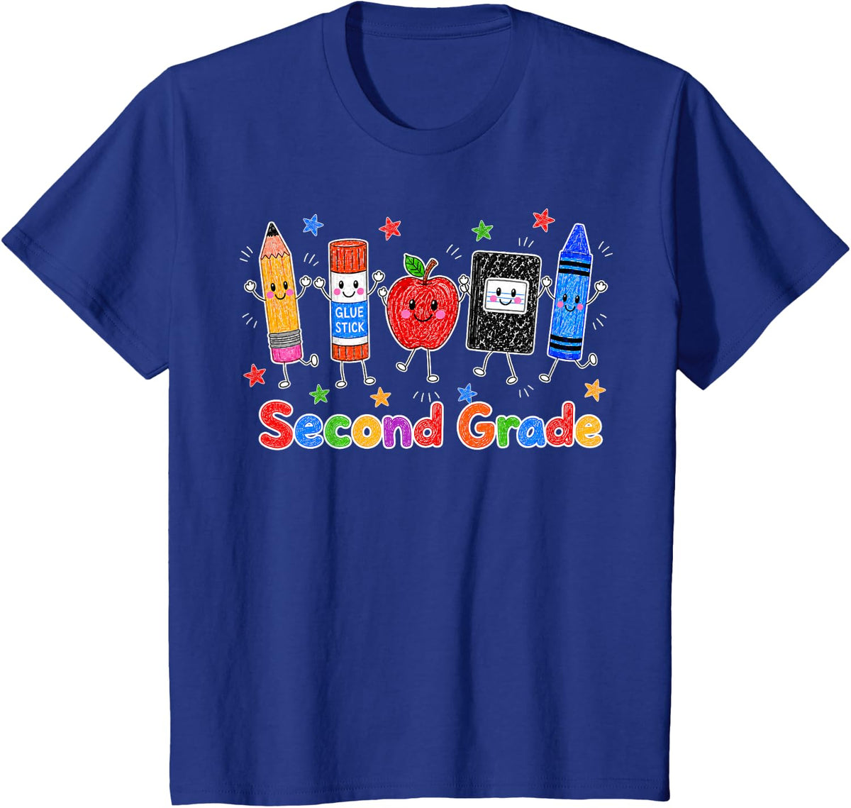 Back to School Second Grade School Supplies Teacher Kid T-Shirt - Royal Blue