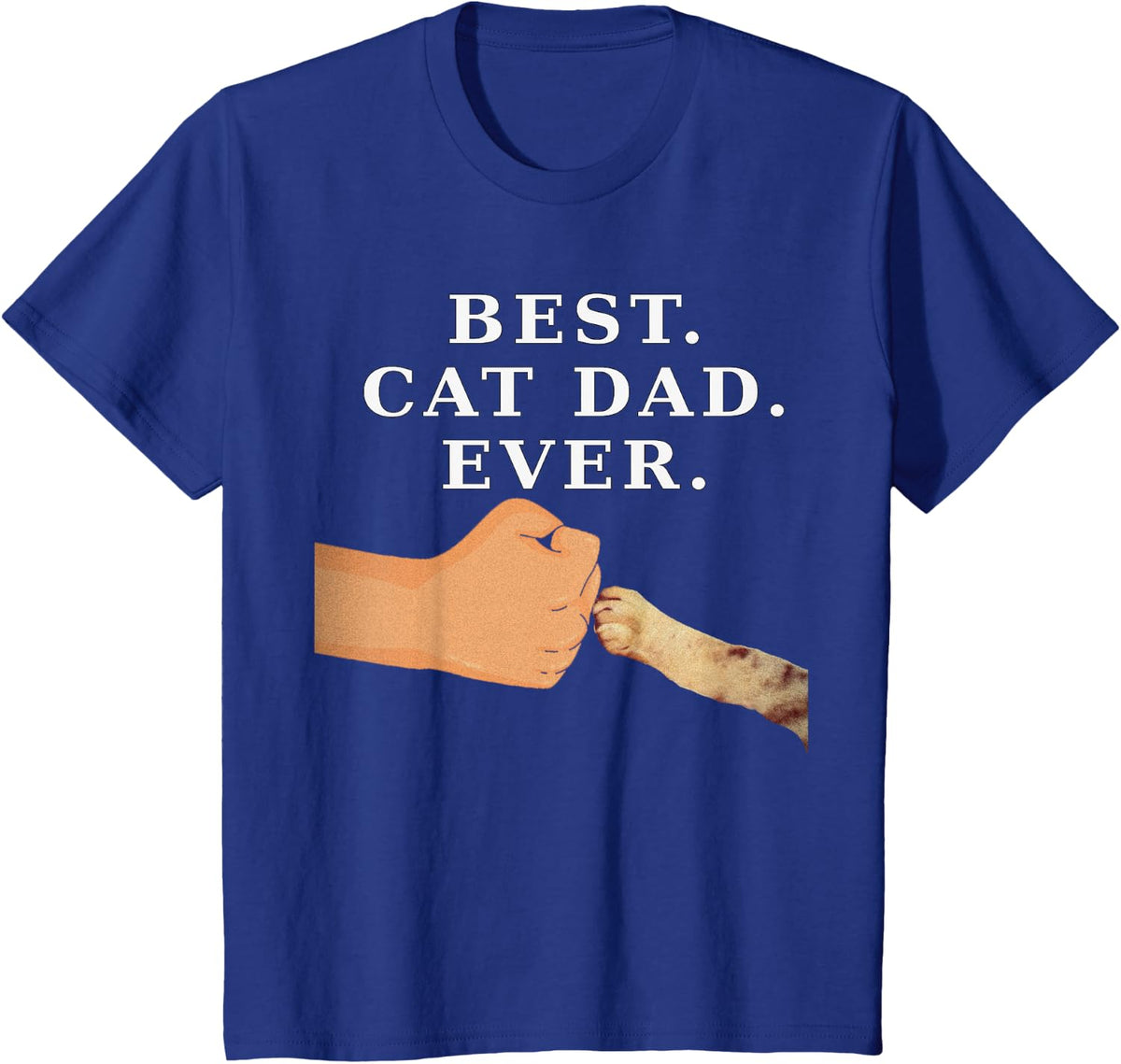 Best Cat Dad Father & Kitty Paw Fist Bump T-Shirt - Royal Blue