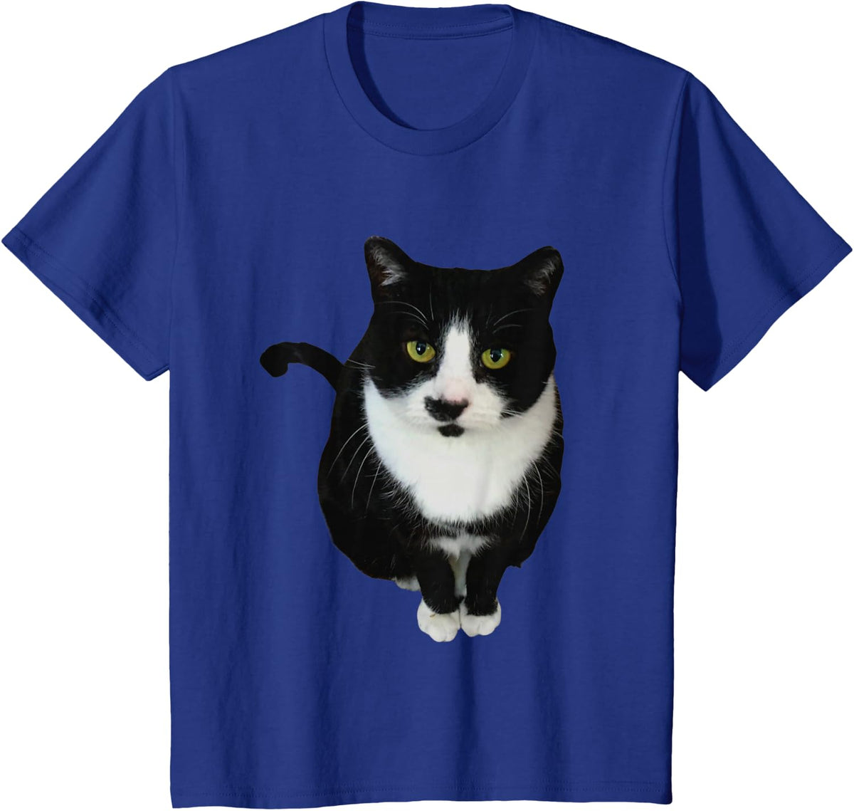 Tuxedo Kitty Cat Design on Green for Cat Lovers T-Shirt - Royal Blue
