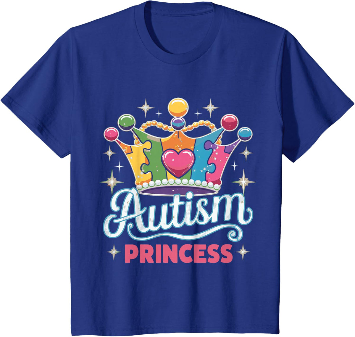 Autistic Princess Tees Autism Awareness T-Shirt For Women Girls Special Needs - Royal Blue