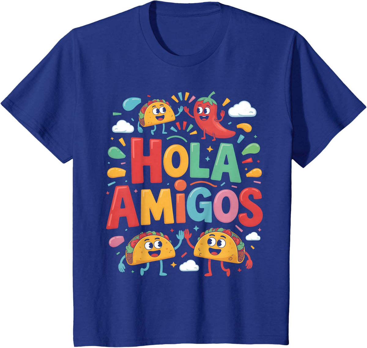 Hola Amigos Cinco De Mayo T-Shirt - Royal Blue