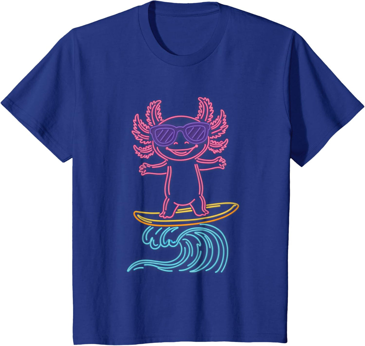Cute Axolotl Surfing Wave Sunglasses Surfer Axolotl Lover T-Shirt - Royal Blue