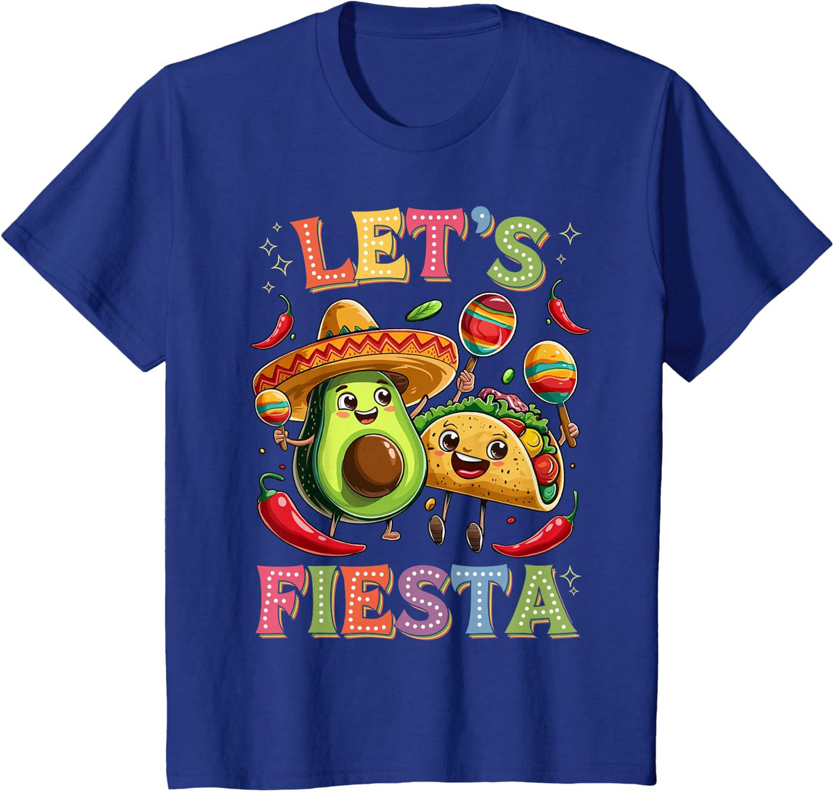 Cinco De Mayo Let's Fiesta Avocado And Tacos Cinco De Mayo T-Shirt - Royal Blue