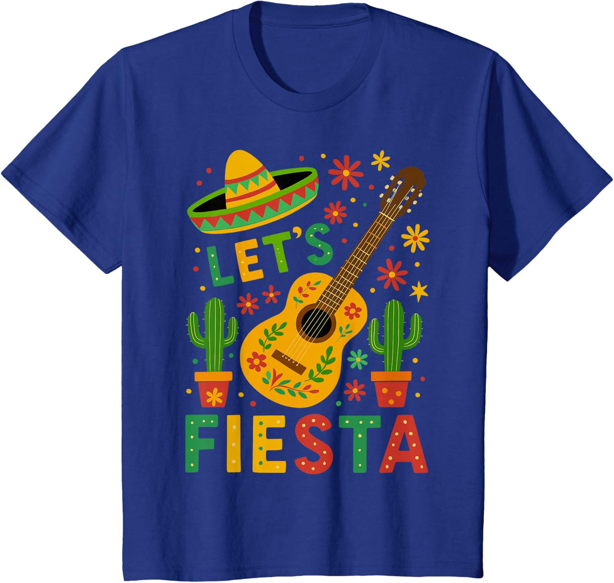 Mexican Lets Fiesta Guitar Cinco De Mayo T-Shirt - Royal Blue