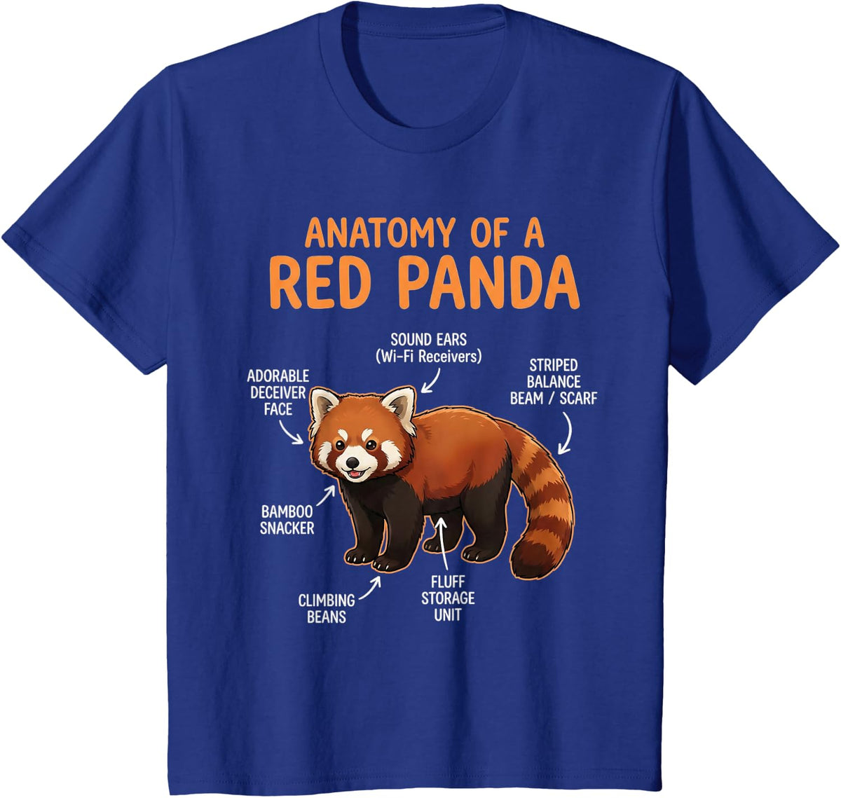 Red Panda Lover Animal Anatomy of A Red Panda Tee T-Shirt for Women Men - Royal Blue
