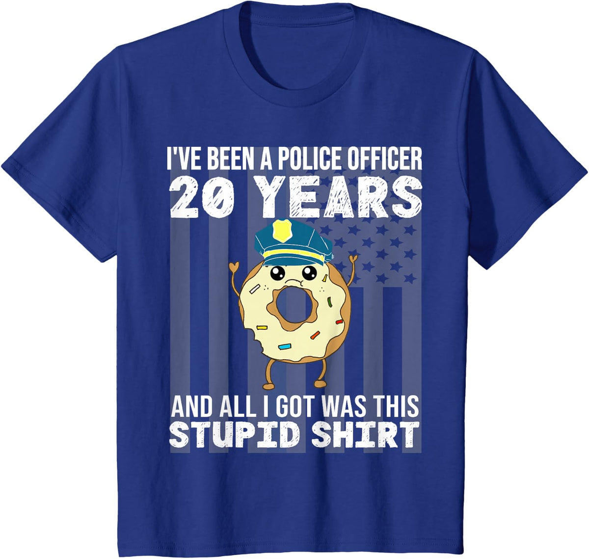 20 Year Police Officer Anniversary 20 Years of Service T-Shirt - Royal Blue