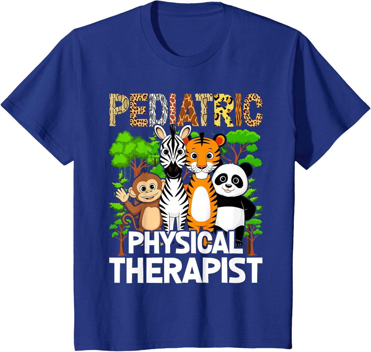 Pediatric Physical Therapist PT Therapy Cute Animals T-Shirt - Royal Blue