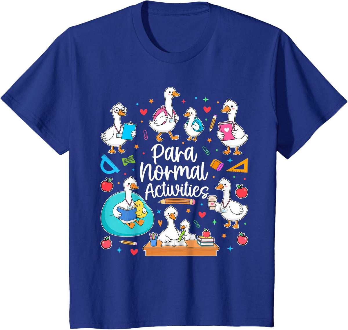 para Normal Activities Paraprofessional Cute Ducks School T-Shirt - Royal Blue