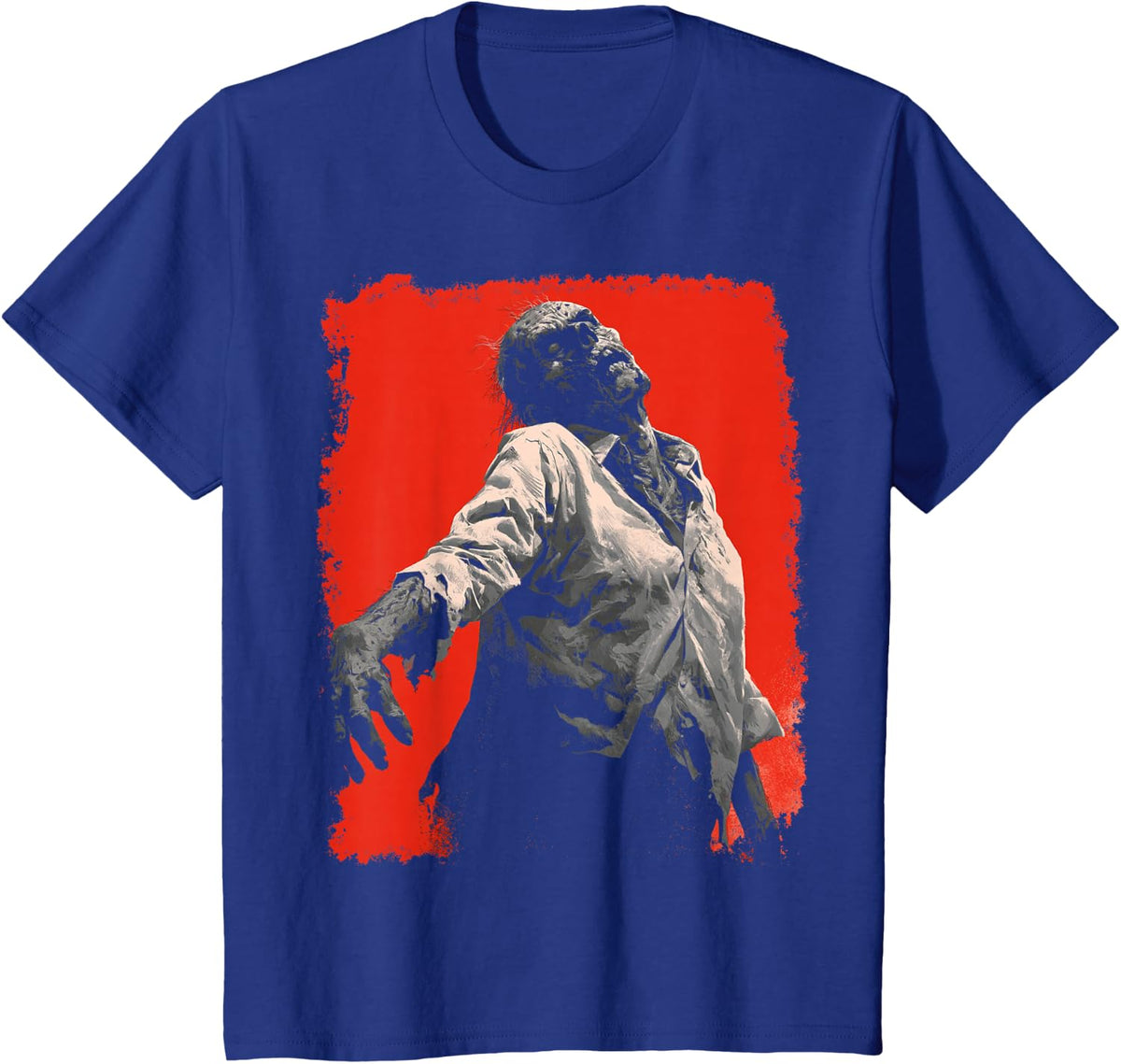Zombie Retro Halloween Designer T-Shirt - Royal Blue