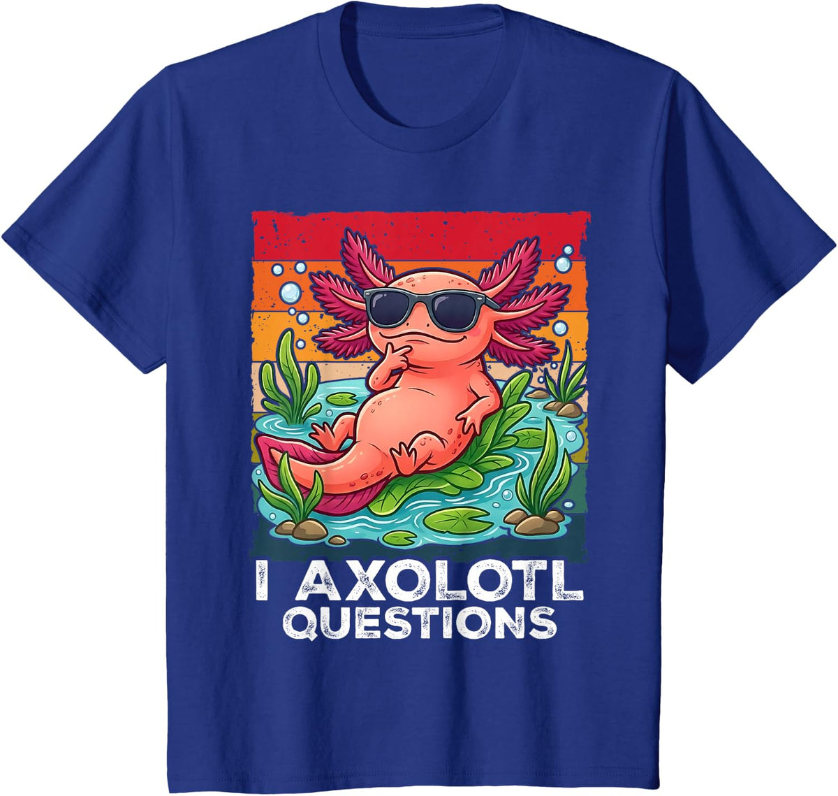 I Axolotl Questions Youth Kids Retro Vintage T-Shirt - Royal Blue